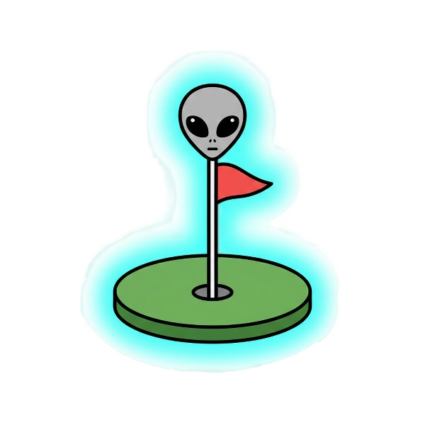 Alien and Flag in hole