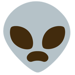 alien and frowning face with open mouth