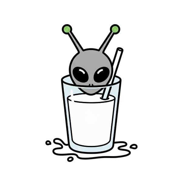 Alien and Glass of milk