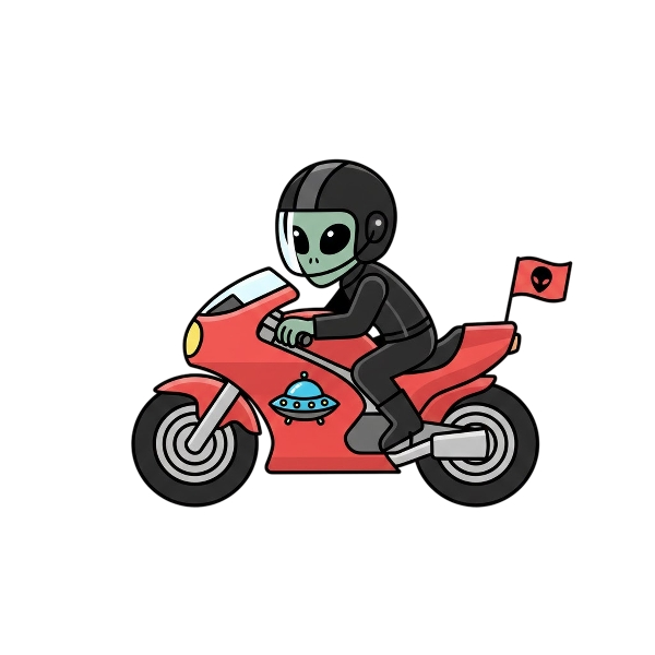 Alien and Motorcycle