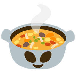 alien and pot of food