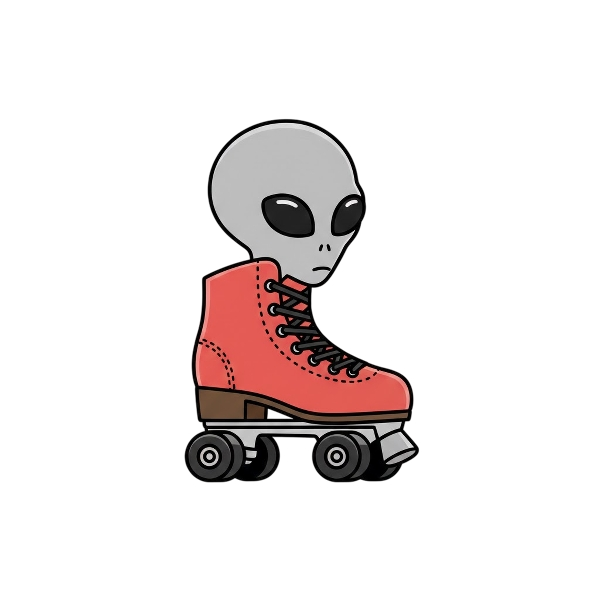 Alien and Roller skate