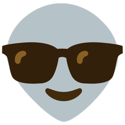 alien and smiling face with sunglasses