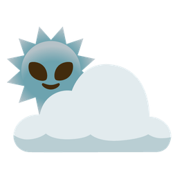 alien and sun behind cloud