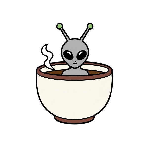 Alien and Teacup without handle