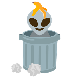 alien and wastebasket