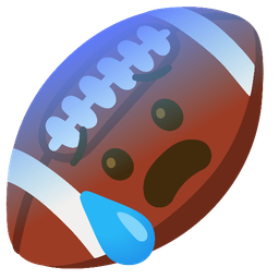 american football and anxious face with sweat