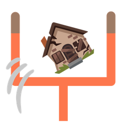 american football and derelict house