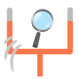 american football and magnifying glass tilted right