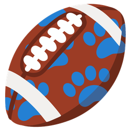 american football and paw prints