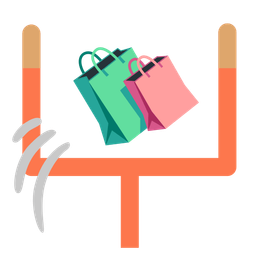 american football and shopping bags