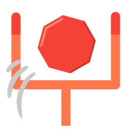 american football and stop sign