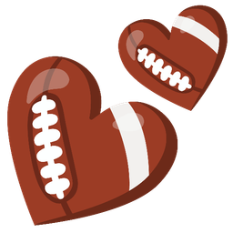 american football and two hearts