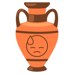 Amphora and Downcast face with sweat