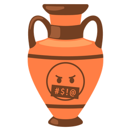 Amphora and Face with symbols on mouth