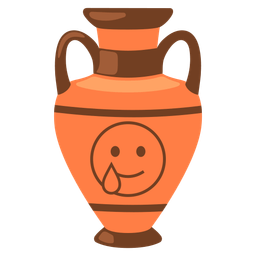 Amphora and Smiling face with tear