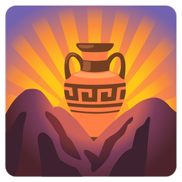 Amphora and Sunrise over mountains