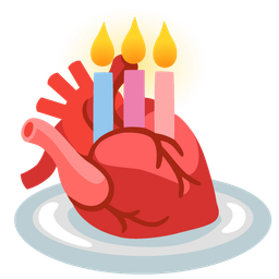 anatomical heart and birthday cake