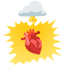 anatomical heart and cloud with lightning