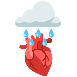 anatomical heart and cloud with rain