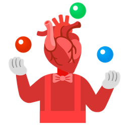 anatomical heart and clown face