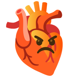anatomical heart and enraged face