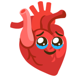 anatomical heart and face holding back tears