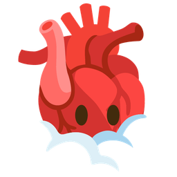 anatomical heart and face in clouds