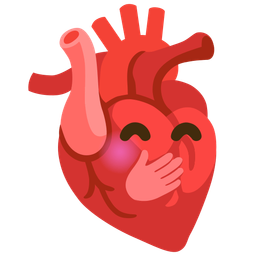 anatomical heart and face with hand over mouth