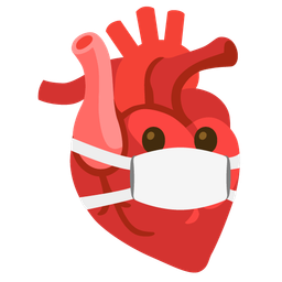 anatomical heart and face with medical mask