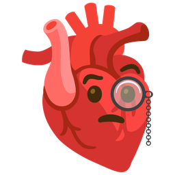 anatomical heart and face with monocle