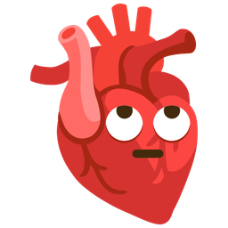 anatomical heart and face with rolling eyes