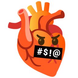 anatomical heart and face with symbols on mouth