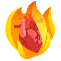 anatomical heart and fire