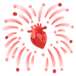 anatomical heart and fireworks