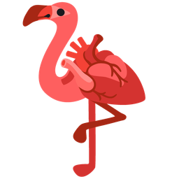 anatomical heart and flamingo