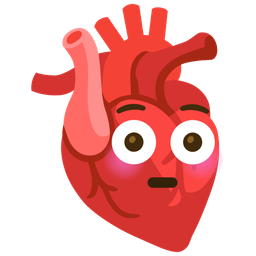 anatomical heart and flushed face