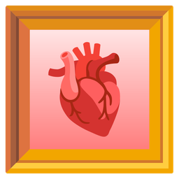 anatomical heart and framed picture