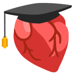 anatomical heart and graduation cap