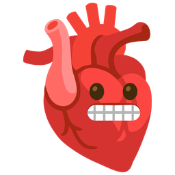 anatomical heart and grimacing face