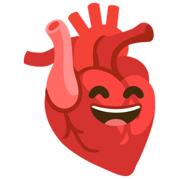 Anatomical heart and Grinning face with smiling eyes