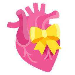 anatomical heart and heart with ribbon