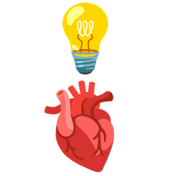 anatomical heart and light bulb