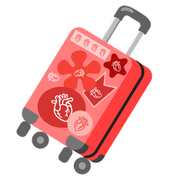 anatomical heart and luggage