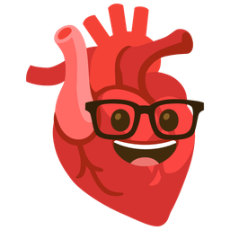 anatomical heart and nerd face