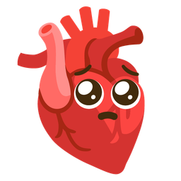 anatomical heart and pleading face