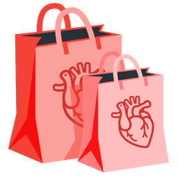 anatomical heart and shopping bags