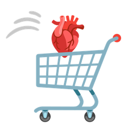 anatomical heart and shopping cart