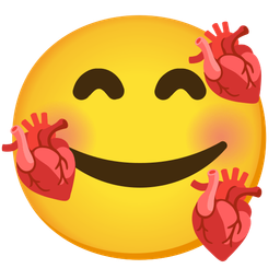 Anatomical heart and Smiling face with hearts