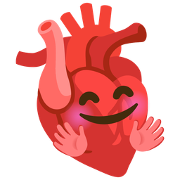 Anatomical heart and Smiling face with open hands